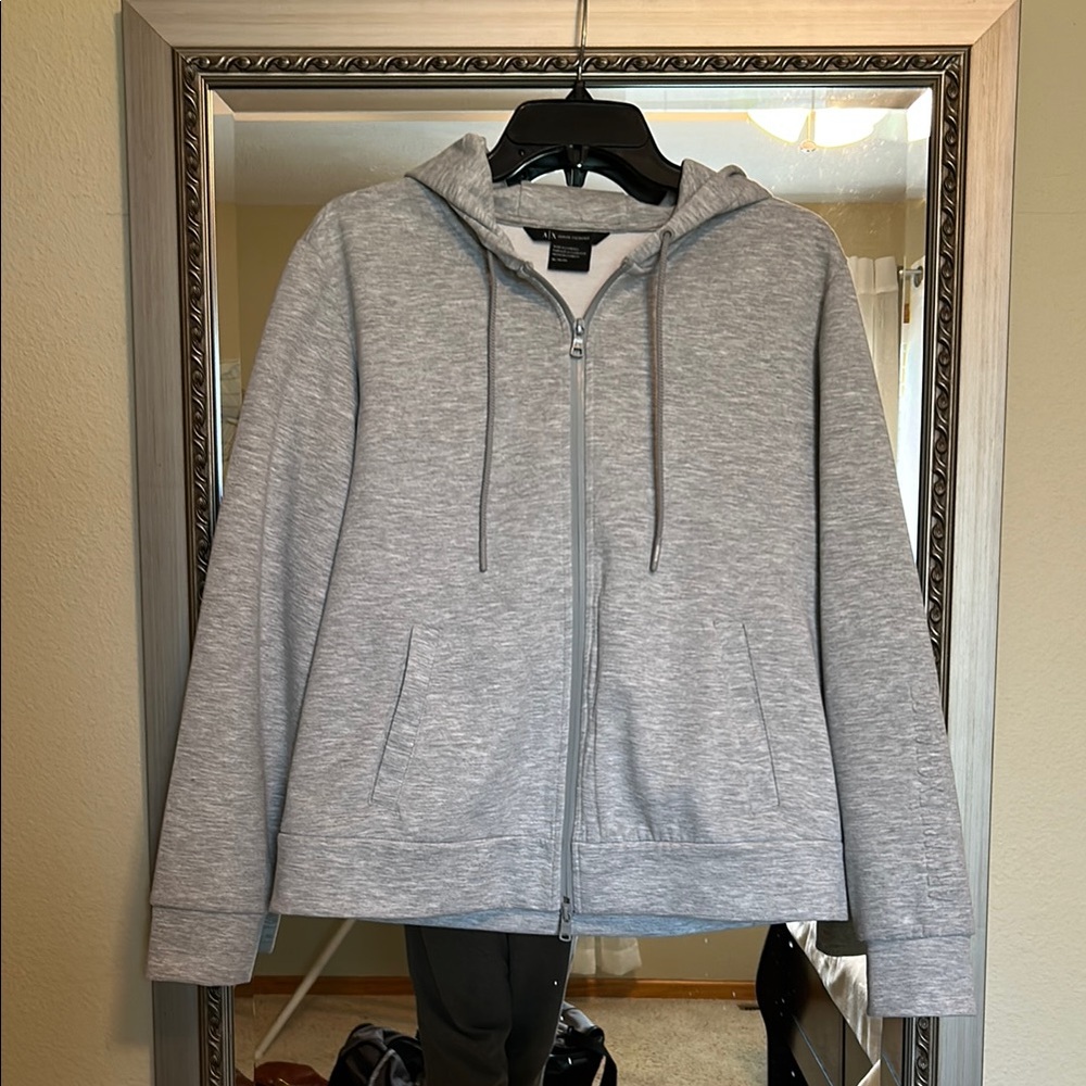 Armani Exchange Gray Zip-Up Hoodie